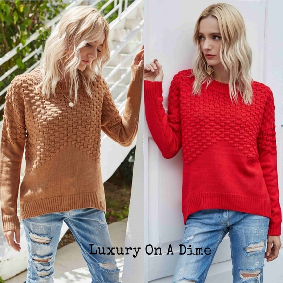 Distressed Openwork Breathable Knit Lightweight Sweater Pullover Red - Picture 9 of 9